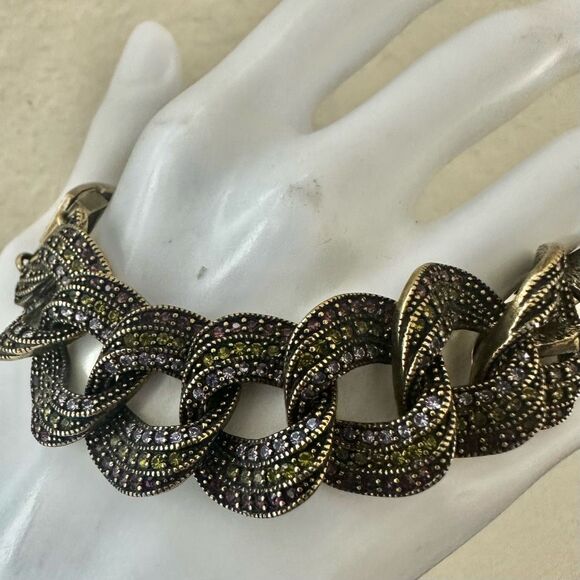 Heidi Daus Multicolor Swarovski Crystal Pavรฉ Link Bracelet - Picture 12 of 12